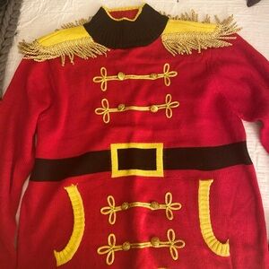 Red and Yellow Military Style Sweater